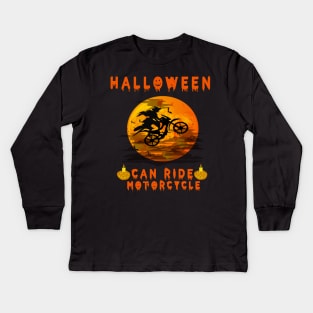 Halloween Witches With Hitches Riding Motorcycle Funny T-Shirt for men and women Kids Long Sleeve T-Shirt